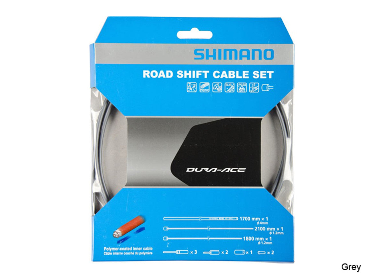Shimano Ultimate OT-SP41 Polymer Coated Road Gear Cable Set w/OT-RS900 1800mm &amp; 2100mm Grey