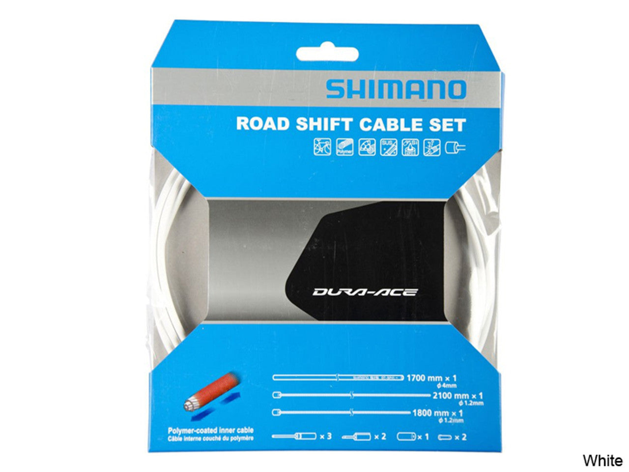 Shimano Ultimate OT-SP41 Polymer Coated Road Gear Cable Set w/OT-RS900 1800mm &amp; 2100mm White