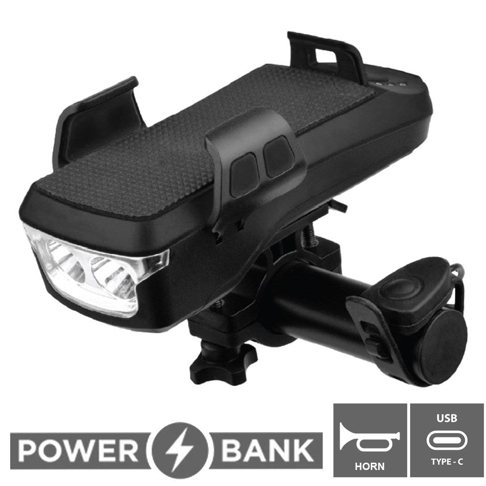 QBP Cell Vision Plus 650 Lumen Bike Light Phone Mount Power Bank Horn 4-in-1