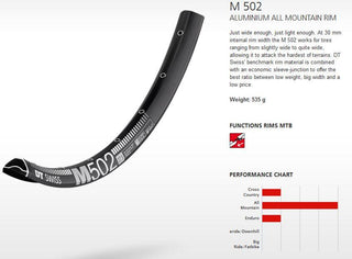DT Swiss Rim M502 27.5 32h 30 Wide