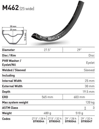 DT Swiss Rim M462 27.5 32H 25 Wide