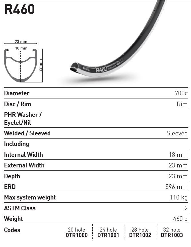 DT Swiss Rim R460 32h 700c - Black