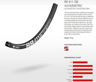 DT Swiss Rim RR411 Asymmetric 32h Disc DB 700c
