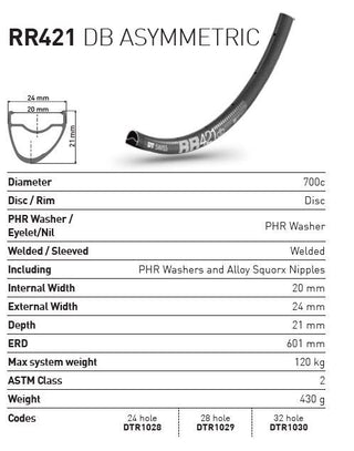 DT Swiss Rim RR421 DB 32h 700c - Black