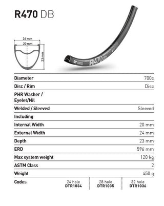 DT Swiss Rim R470 DB 28h 700c - Black