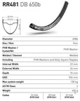 DT Swiss Rim RR481 650b DB 32h 22 Wide - Black