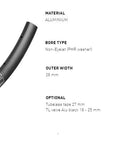 DT Swiss Rim GR531 700c DB 28h 24 Wide - Black