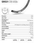 DT Swiss Rim GR531 650b DB 32h 24 Wide - Black