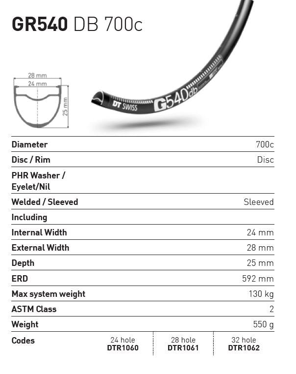 DT Swiss Rim G540 DB 24h 700c/29 - Black