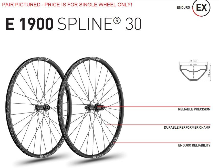 DT Swiss E1900 Spline 27.5 15110 30wd Centre Lock/6B Front Wheel