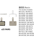 Shimano B05S-RX Resin Disc Brake Pads & Spring (Box of 25)