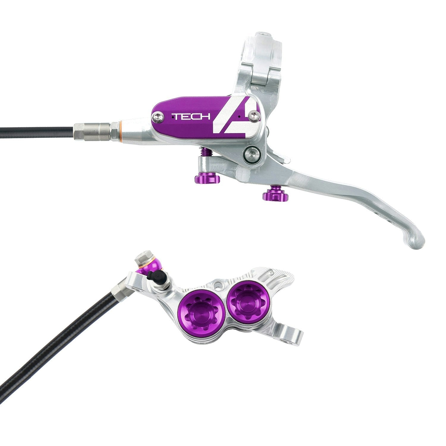 Hope Tech4 V4 Brake Front Black Cable - Silver/Purple