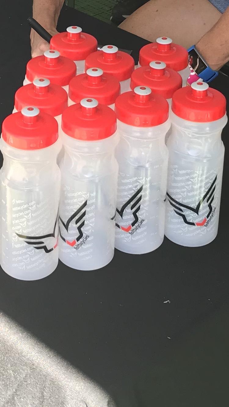 Felt Bottle 24oz Striped Bottle- Clear/Red