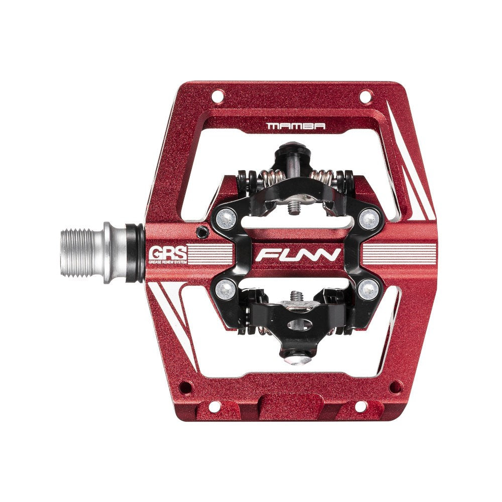 FUNN Mamba S SPD Clipless MTB Double Sided Pedal Pair - Red