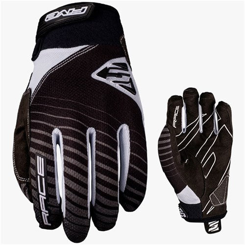 FIVE Race BMX Full Finger Gloves - Black/White