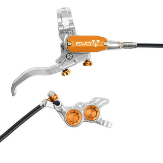 Hope Tech Evo GR4 Brake - Silver / Orange - Front Black Cable