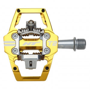 HT T2 Clipless MTB Pedals (Alloy/CNC CRMO) - Gold