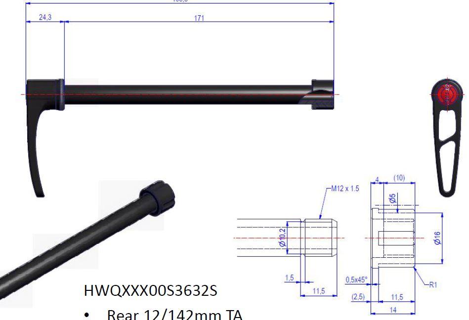 DT Swiss RWS 12 142 171mm Long 1.5mm Pitch E-THRU