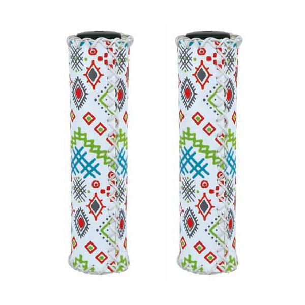 KWT Cruiser Bike Grips 130mm - White Patterned