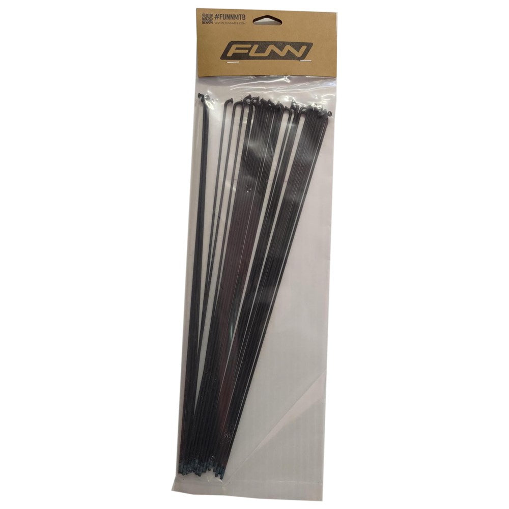 FUNN Fantom Round Spokes Triple Butted Stainless Steel 282mm 32 Pack - Black