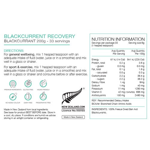 Pure Blackcurrant Recovery Pouch 200G