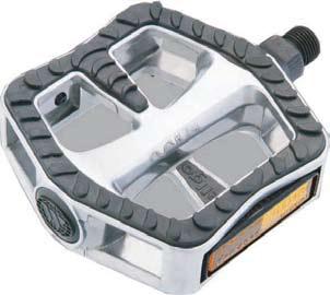 QBP Alloy Pedals 9/16 Non Slip Platform with Reflectors DU Bearing - Silver