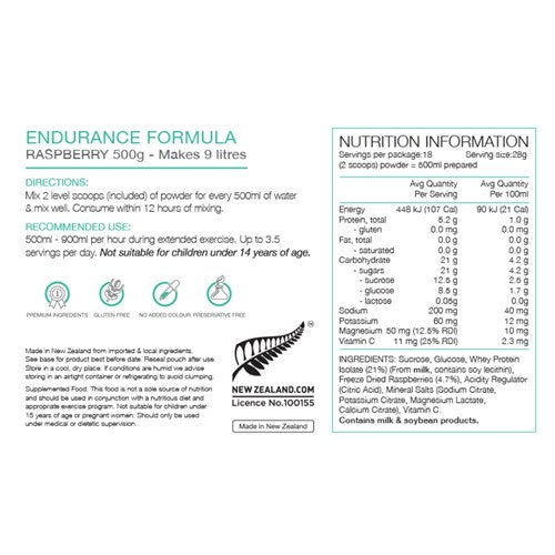 Pure Endurance Formula 500G - Raspberry