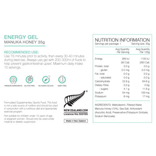 Pure Energy Gel Manuka Honey 35g Box of 24