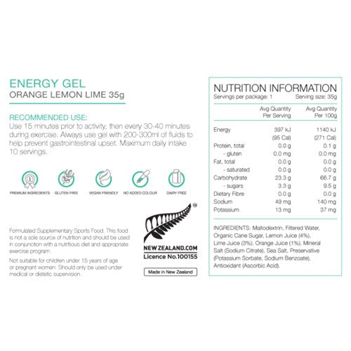 Pure Energy Gel Orange Lemon Lime 35G Box of 24