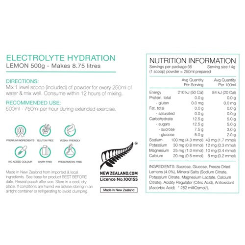 Pure Electrolyte Hydration 500G - Lemon