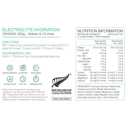 Pure Electrolyte Hydration 500G - Orange