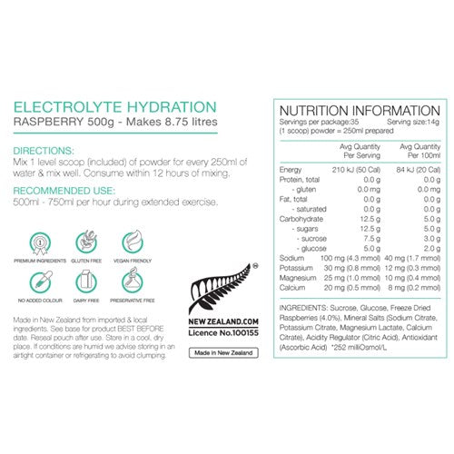 Pure Electrolyte Hydration 500G - Raspberry