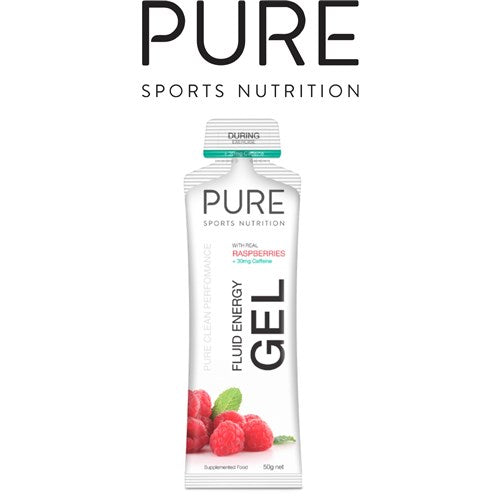 Pure Fluid Energy Gel Raspberry With 30mg Caffeine 50g Box of 18