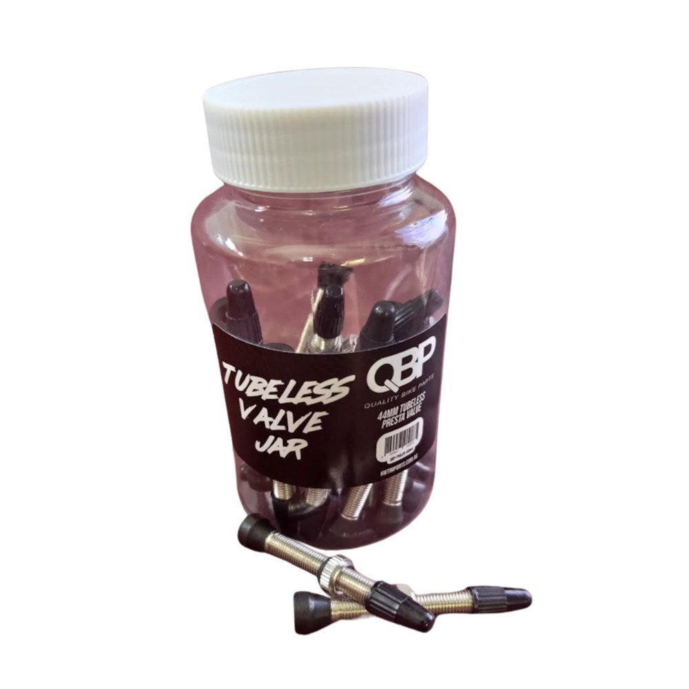 QBP Tubeless Presta Valves 44mm 20 Pack Jar - Black