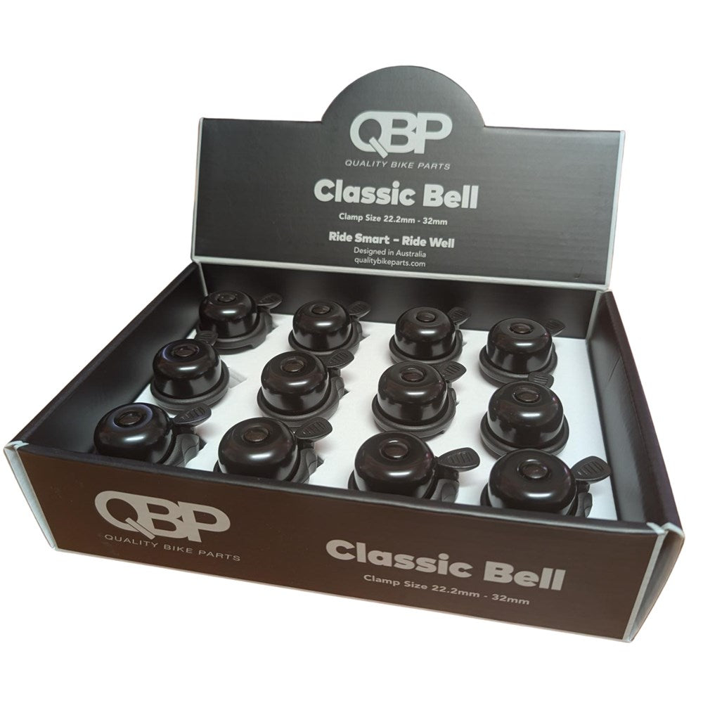 QBP Handlebar Mounted Bike Bell Counter Box 12 Pieces - Black
