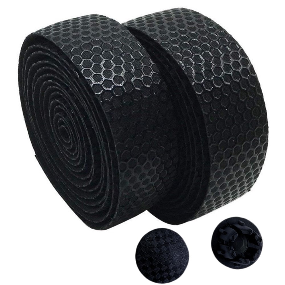 QBP Stealth PU Handlebar Tape Silicone Honeycomb Grip - Black