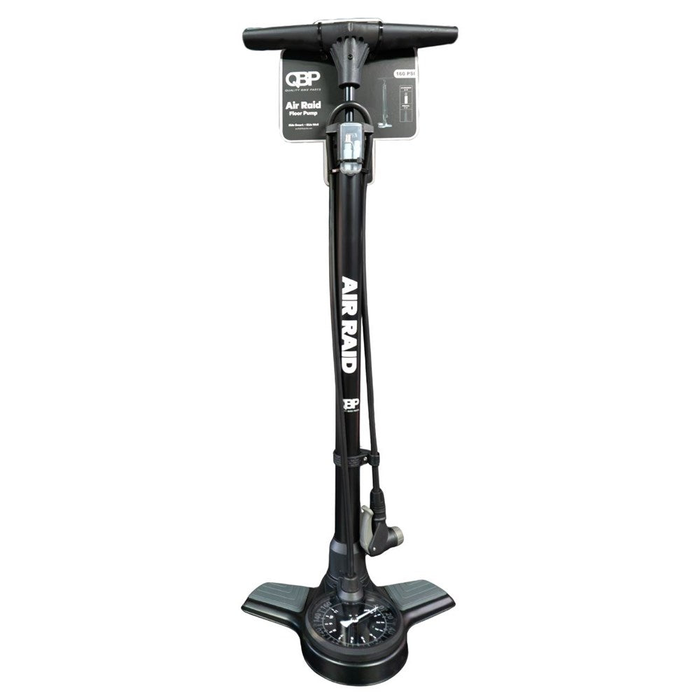 QBP Air Raid Floor Pump 120 PSI Steel Barrel Smart Head Oversize Gauge