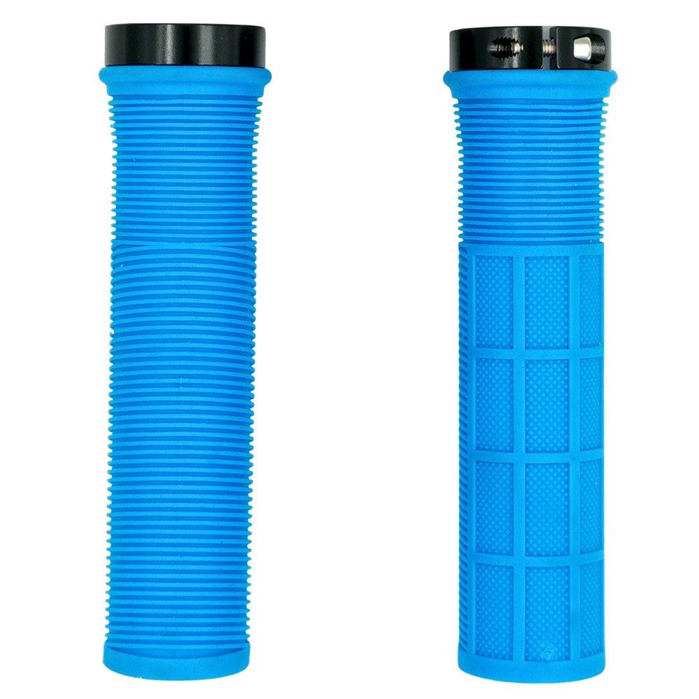 QBP Lock-On MTB Grips Ribbed Diamond Pattern 130mm - Blue
