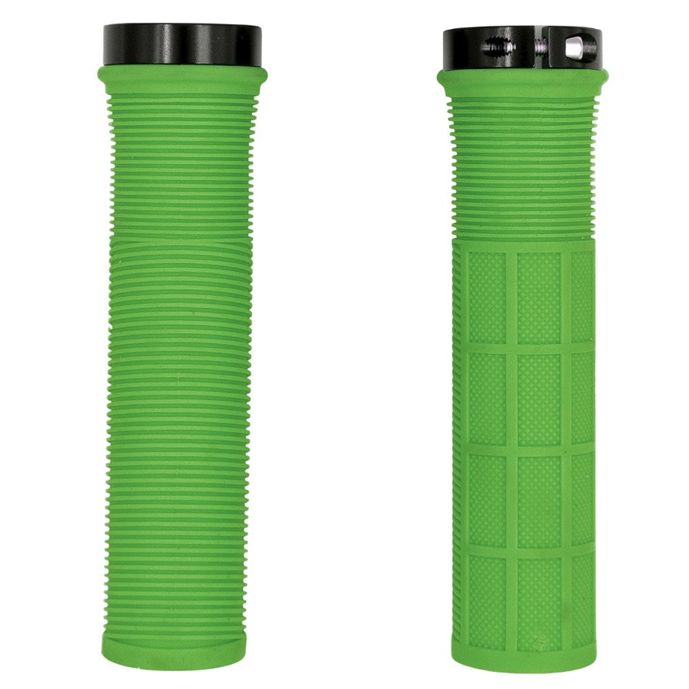 QBP Lock-On MTB Grips Ribbed Diamond Pattern 130mm - Lime