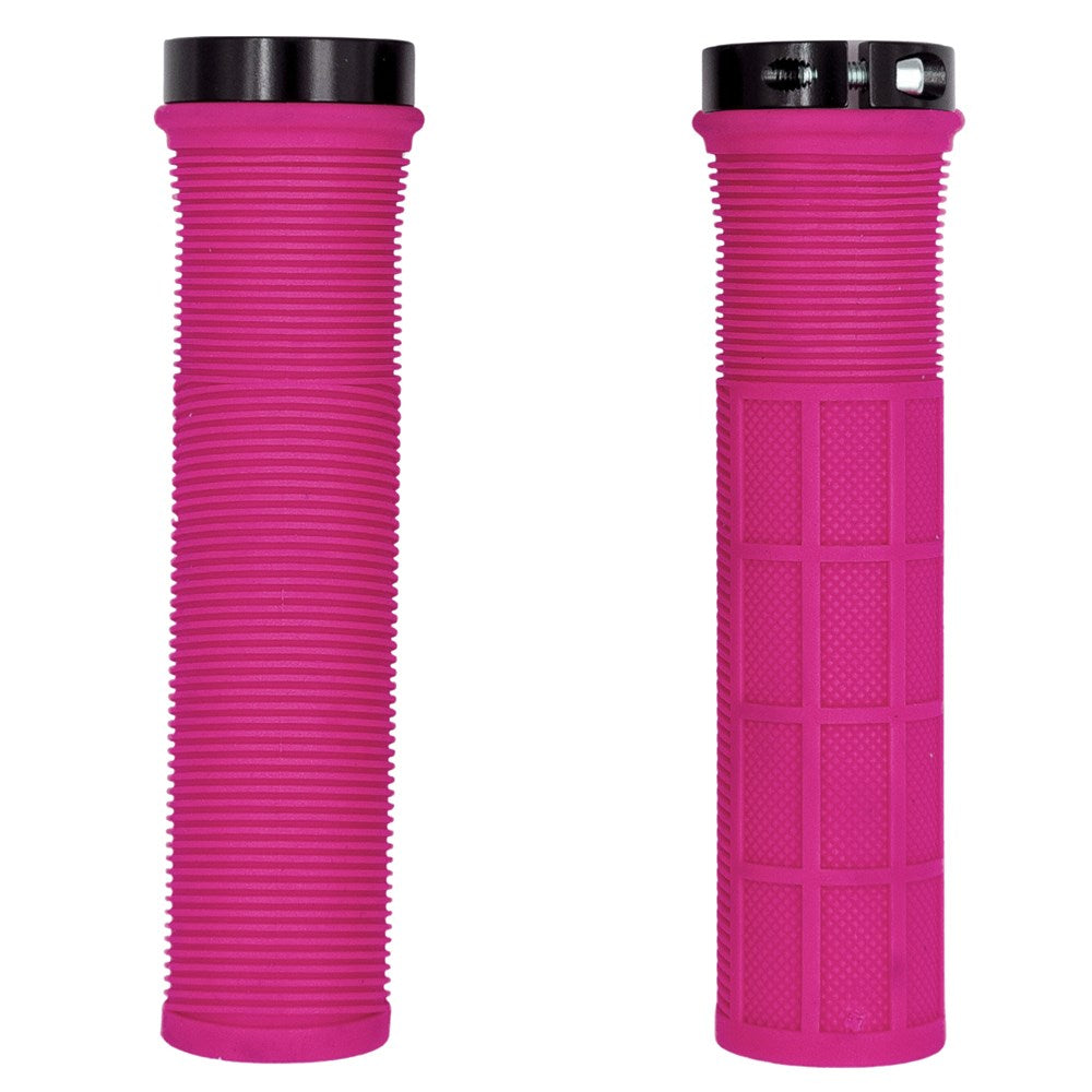 QBP Lock-On MTB Grips Ribbed Diamond Pattern 130mm - Pink