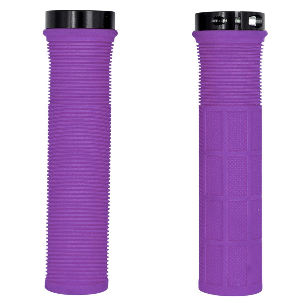 QBP Lock-On MTB Grips Ribbed Diamond Pattern 130mm - Purple