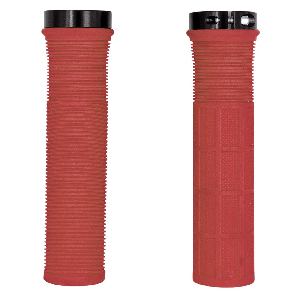 QBP Lock-On MTB Grips Ribbed Diamond Pattern 130mm - Red