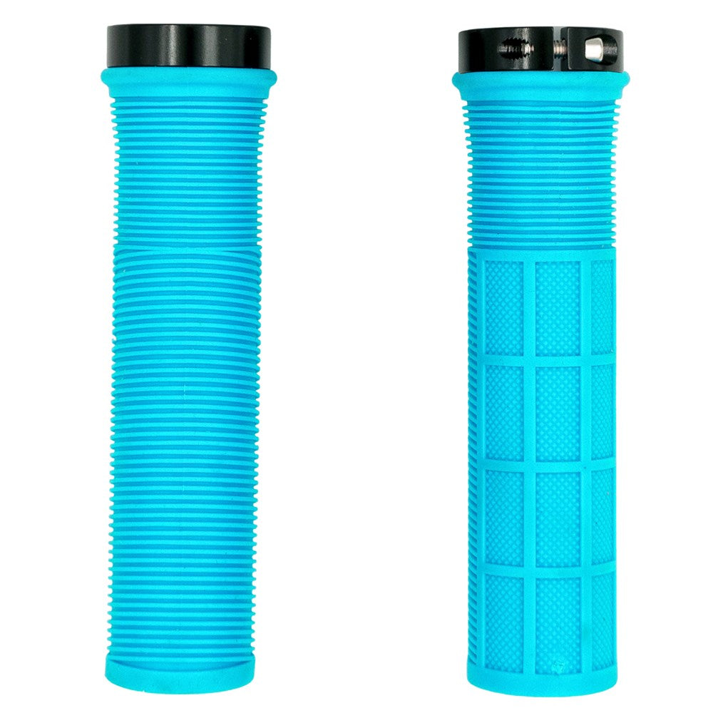 QBP Lock-On MTB Grips Ribbed Diamond Pattern 130mm - Sky Blue