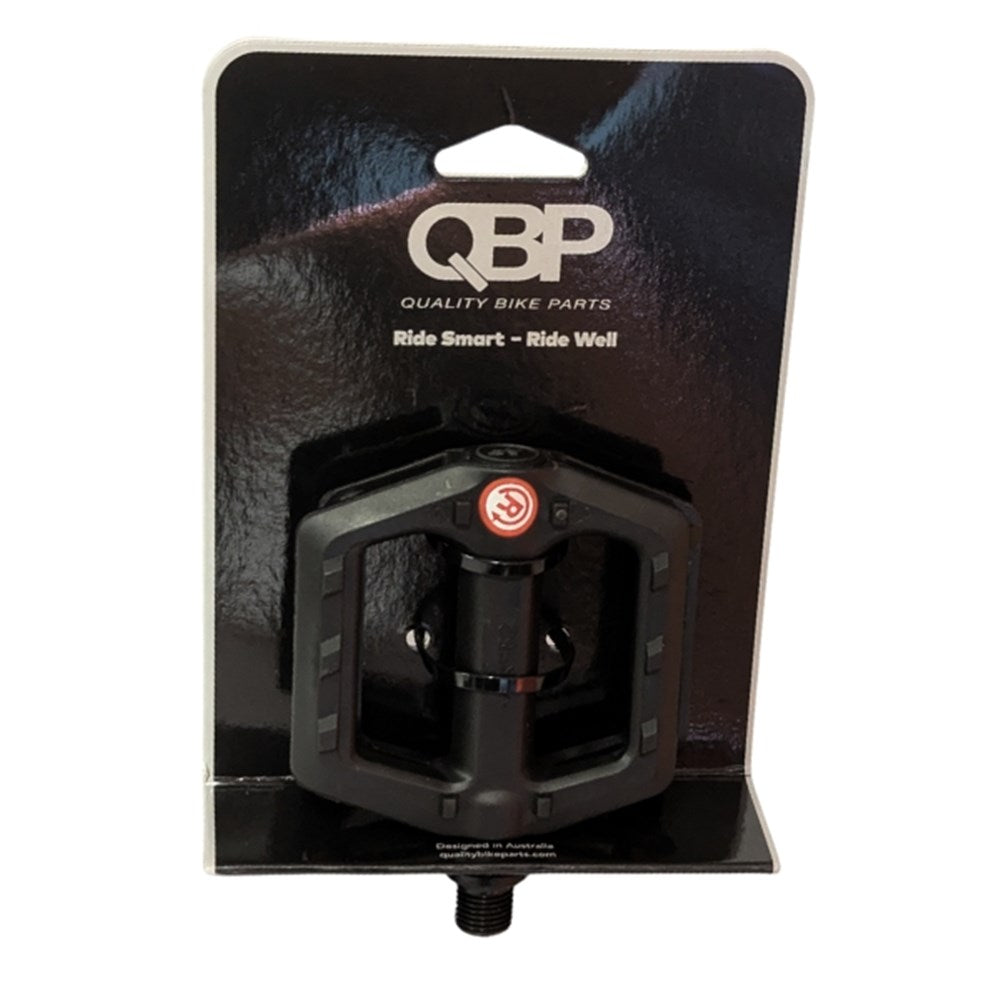 QBP Nylon Plastic Pedals 1/2 x 1/8 Ball Bearing - Black