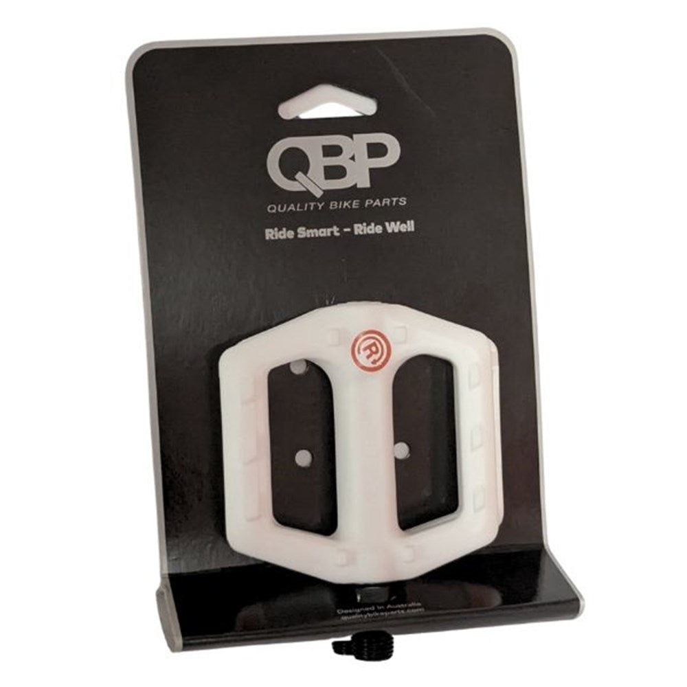 QBP Nylon Plastic Pedal 1/2 x 1/8 Ball Bearing - White