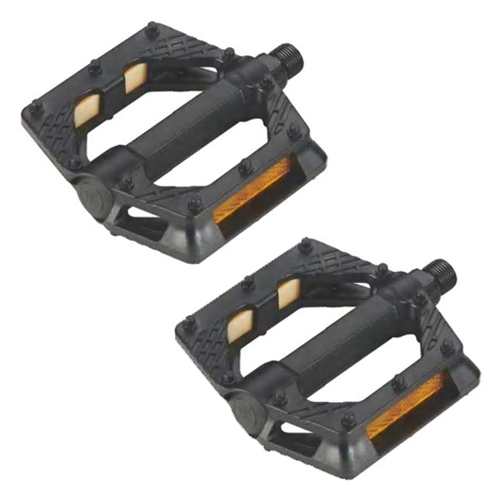 QBP One Piece Nylon MTB Platform Pedals 9/16 Ball Bearing - Black