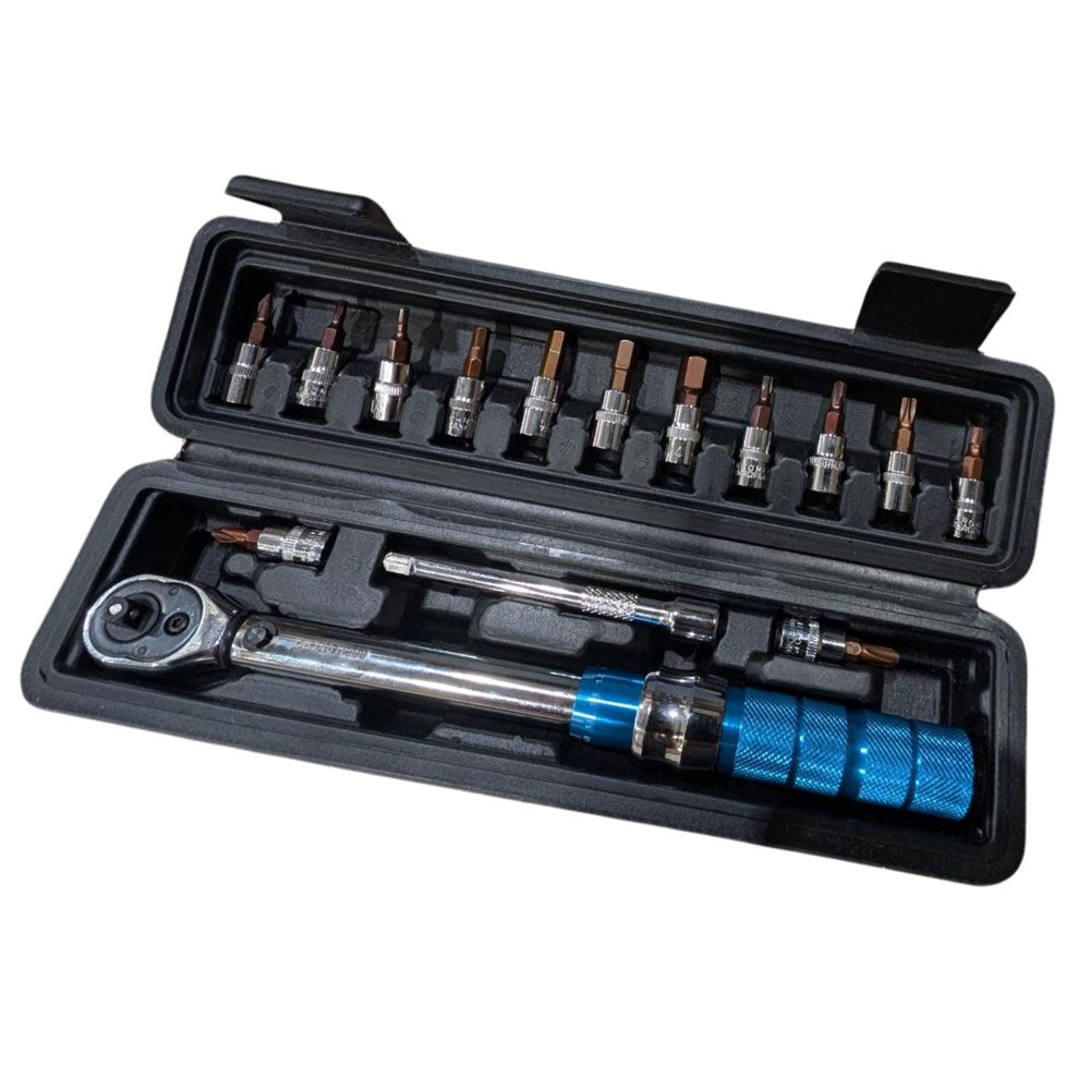 QBP Torque Wrench 1/4" Adjustable 5–25Nm with Bit Set And Case