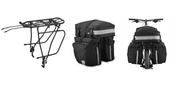 QBP RA6809 Pannier Rack And SH-14892-A-SA Sahoo 37L Pannier Bag Combo