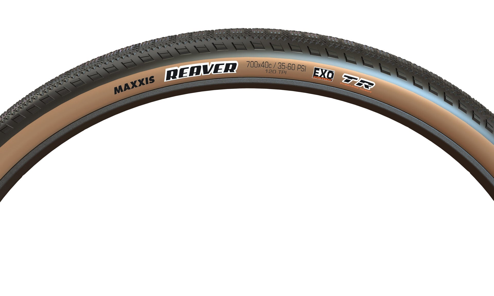 Maxxis Reaver 700 x 40 Folding Bead 120 TPI EXO TR Tyre - Tanwall
