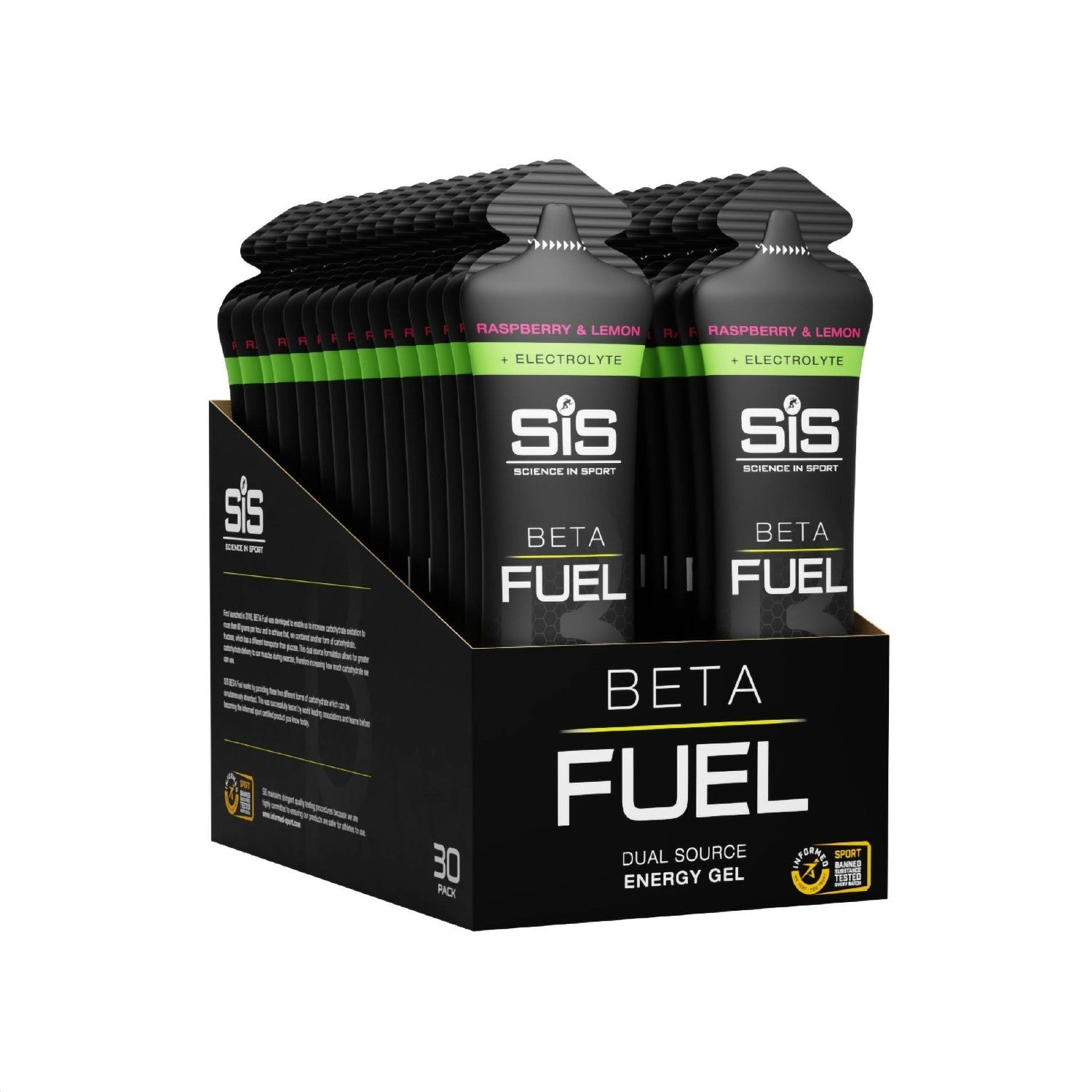 SiS Beta Fuel Energy Electrolyte Gel 60ml 30 Pack - Raspberry &amp; Lemon